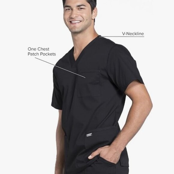 Cherokee Black Scrubs Top Medium Men New - Picture 1 of 3